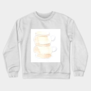 cup, dishes, watercolor, art, illustration, drink, food, tea, coffee, restaurant Crewneck Sweatshirt